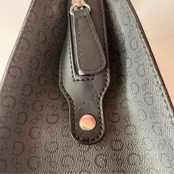 GUESS Monogram Logo Black Braided Handle Handbag Bag Satchel Purse - Picture 13 of 16